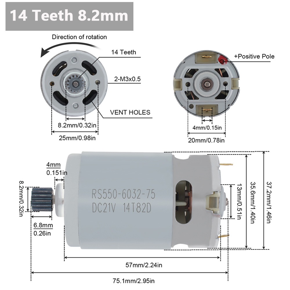 RS550 DC Motor 14 Teeth 8.2mm/ - Power Tools Machine ulasan dan harga